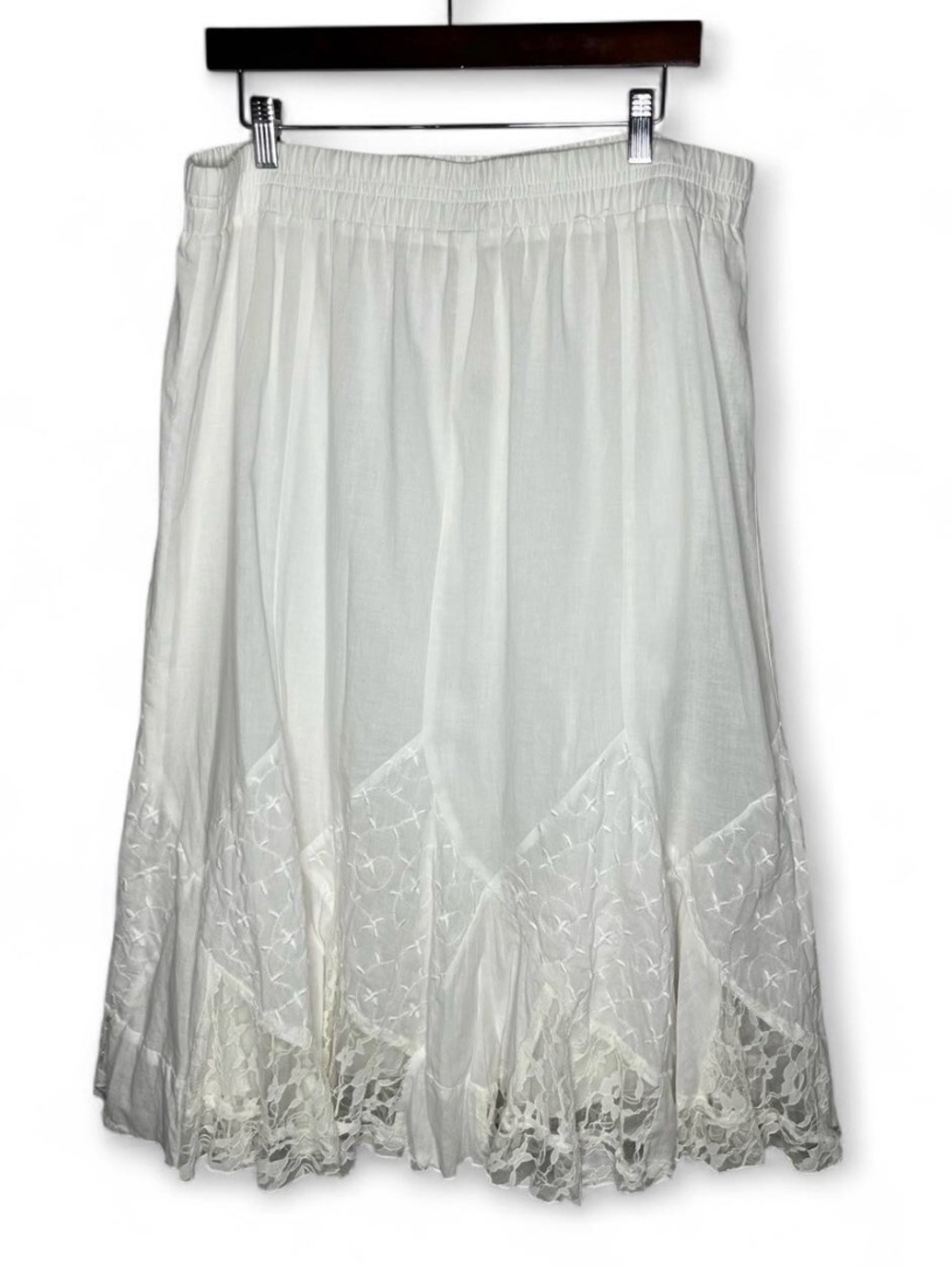 NEW Vintage Krazy Kat White Lace Patchwork 100% Cotton Midi Skirt Size XXL READ